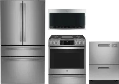4 Piece Package Includes Refrigerator, Range, Microwave And Dishwasher